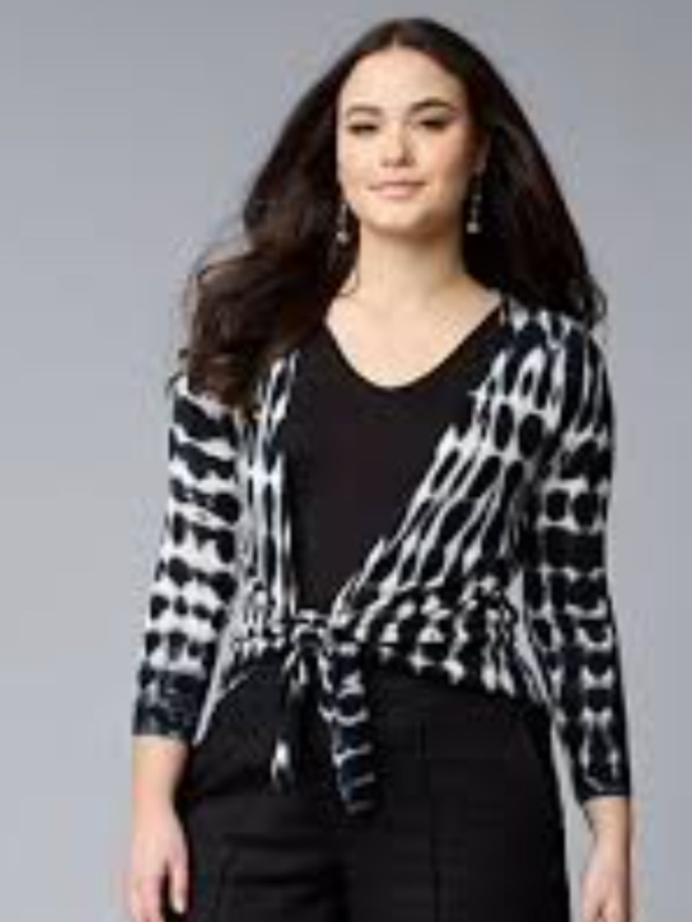 Vera Wang Simply Vera Tie Dye Wrap Cardigan XS dark blue White Lightweight